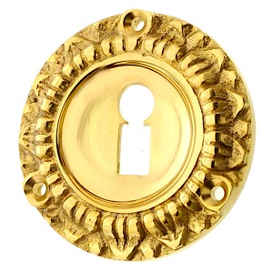Schlüssellochrosette Gründerzeit aus Messing verziertes Muster gold