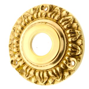 Türdrückerrosette Gründerzeit aus Messing außergewöhnliche Form gold