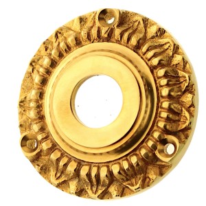 Drückerlochrosette aus Messing patiniert matt gold rustikale Form