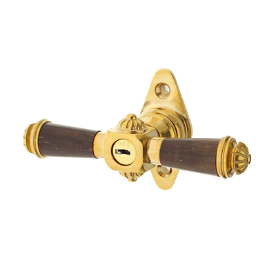 Fensterbeschlag Gr&uuml;nderzeit aus Messing | rustikale Form, gold