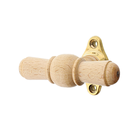 Fenstergriff aus Pinienholz mit Rosette aus poliertem Messing – Modell Westerberg B von Ventano Schweiz
