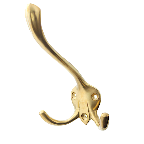 Doppelhaken im Vintage-Stil aus patiniertem Messing, Modell P7816 – Wandhaken zur Nutzung in Garderobe oder Eingangsbereich