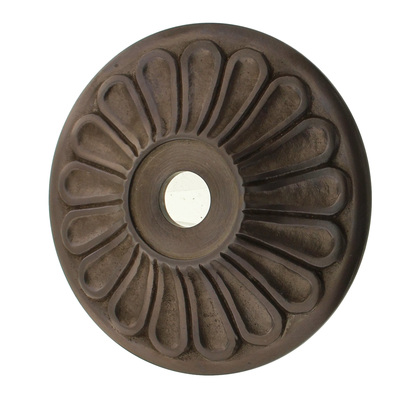 Türdrückerrosette aus Messing dunkel patiniert, braun, verziertes Muster..