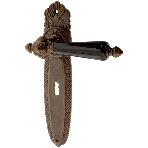 Zimmertürgarnitur Hallauweiher in Messing, antik