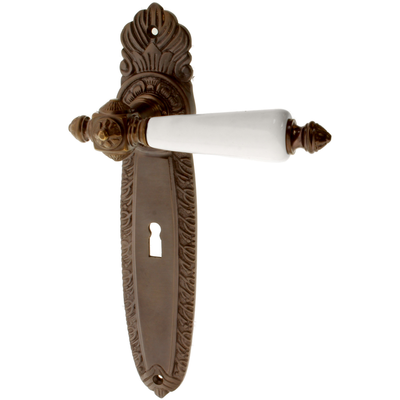 Zimmertürgarnitur Hallauweiher in Messing, antik