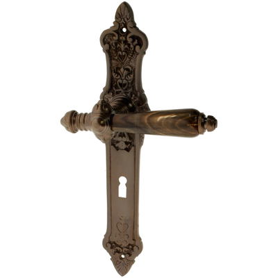 Zimmertürgarnitur Gurt in Messing, antik
