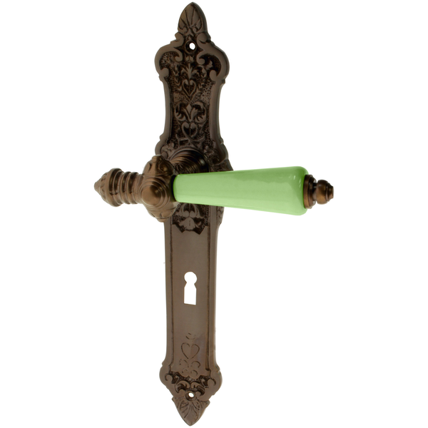 Zimmertürgarnitur Gurt in Messing, antik