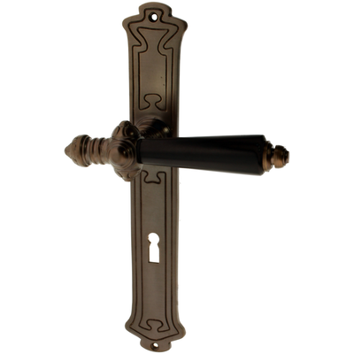 Zimmertürgarnitur Grünhornhütte in Messing, antik