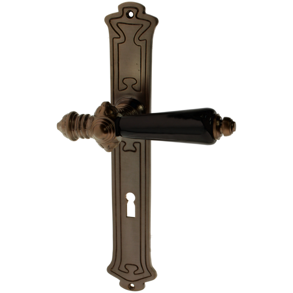 Zimmertürgarnitur Grünhornhütte in Messing, antik