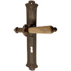 Zimmertürgarnitur Grünhornhütte in Messing, antik