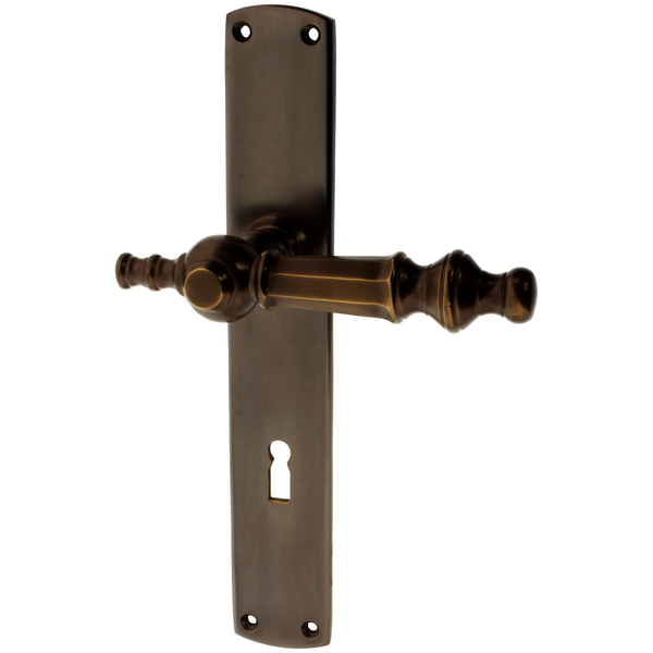 Zimmertürgarnitur St. Gallen in Messing, antik