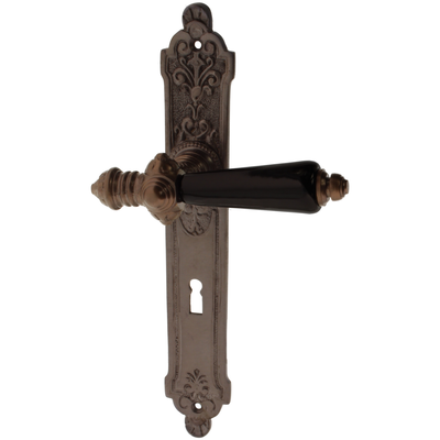 Zimmertürgarnitur Throals in Messing, antik