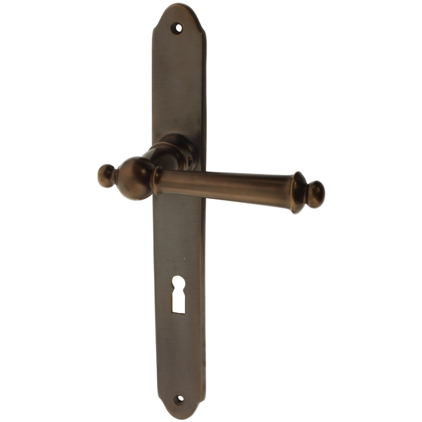 Zimmertürgarnitur Wilderich in Messing, antik