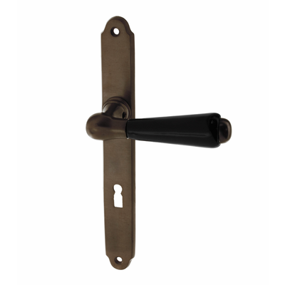 Zimmertürbeschlag dunkel patiniert aus Messing braun schlichtes Design