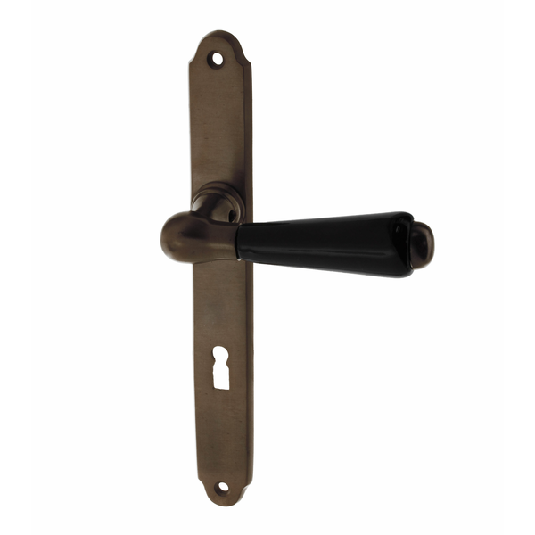 Zimmertürbeschlag dunkel patiniert aus Messing braun schlichtes Design