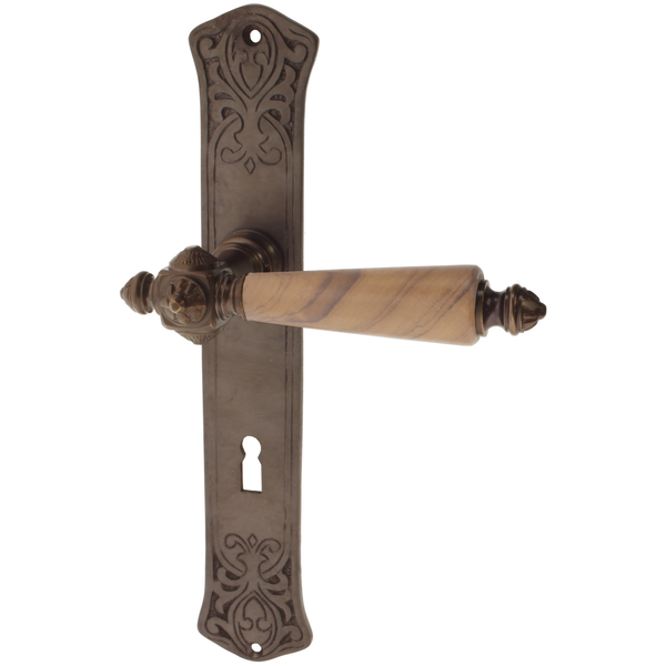 Zimmertürgarnitur Ratzbach in Messing, antik