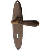 Zimmertürgarnitur Gessner in Messing, antik