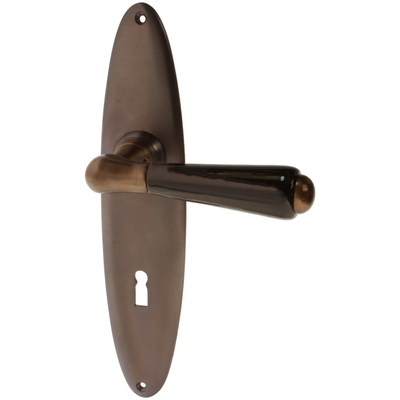 Zimmertürgarnitur Gessner in Messing, antik