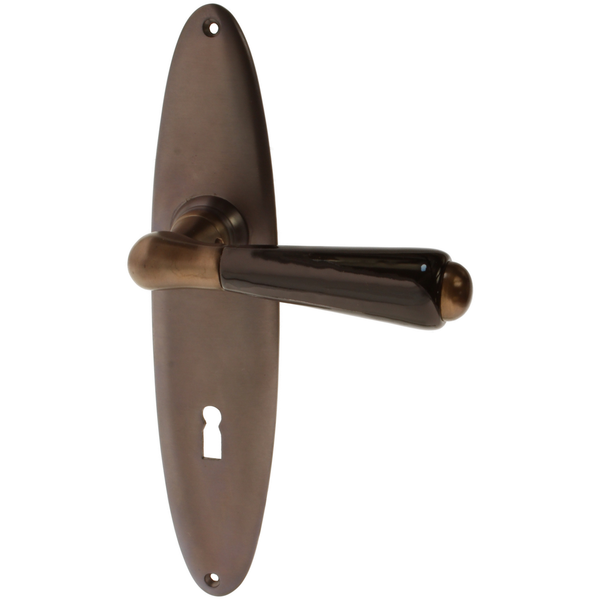 Zimmertürgarnitur Gessner in Messing, antik