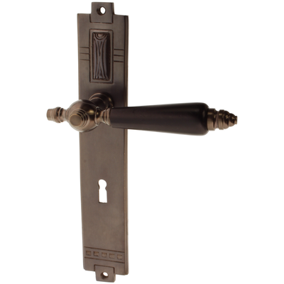 Zimmertürgarnitur Siegbrand in Messing, antik