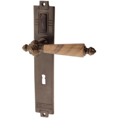 Zimmertürgarnitur Untersee in Messing, antik