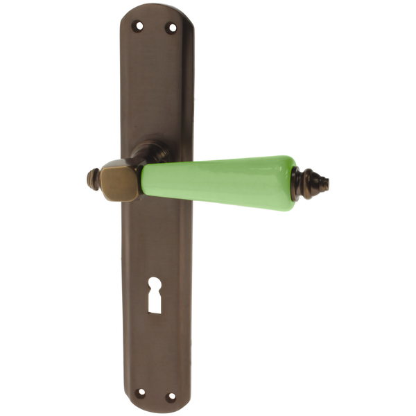 Zimmertürgarnitur Wendelgard in Messing, antik