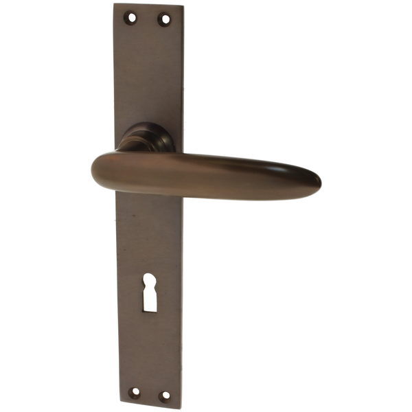 Zimmertürgarnitur Blatter in Messing, antik