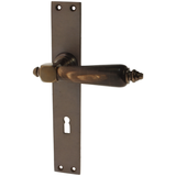 Zimmertürgarnitur Halter in Messing, antik