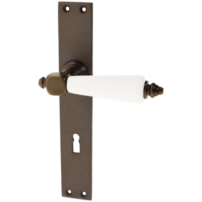 Zimmertürgarnitur Halter in Messing, antik