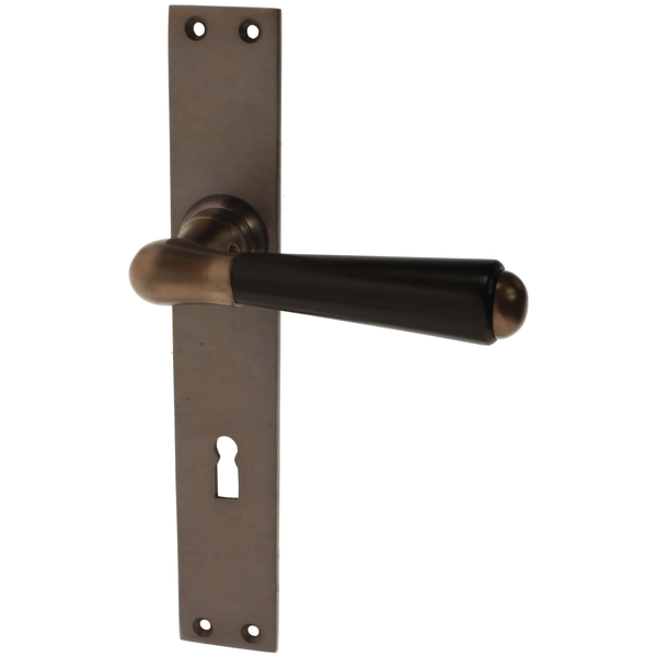 Zimmertürgarnitur Grunder in Messing, antik