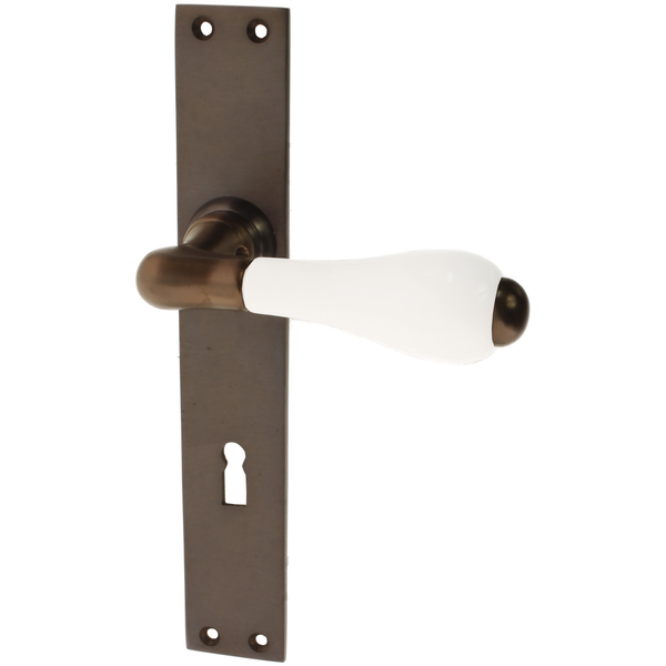 Zimmertürgarnitur Grunder in Messing, antik