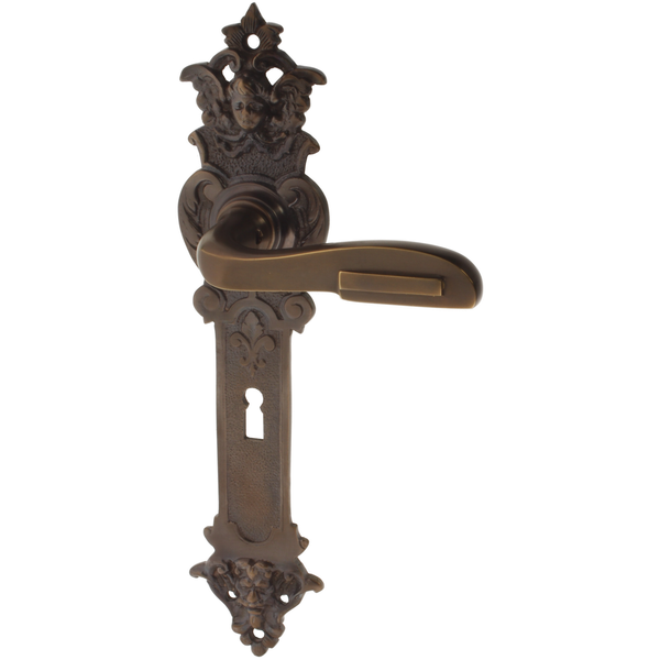 Zimmertürgarnitur Klingnauer  in Messing, antik