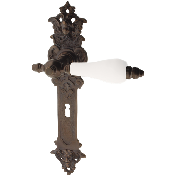 Zimmertürgarnitur Silberhornhütte in Messing, antik