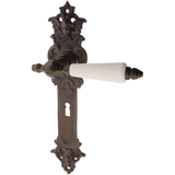 Zimmertürgarnitur Silberhornhütte in Messing, antik