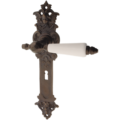 Zimmertürgarnitur Silberhornhütte in Messing, antik