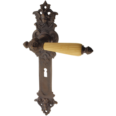 Zimmertürgarnitur Rothornhütte in Messing, antik