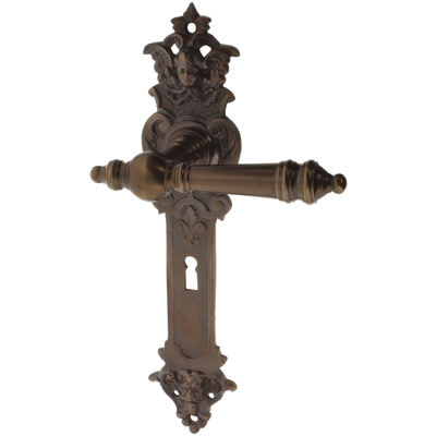 Zimmertürgarnitur Unrechttraisen A Zimmertürgarnitur Unrechttraisen in Messing, antik