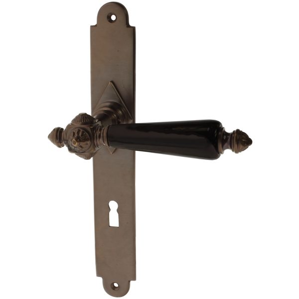 Zimmertürgarnitur Warnfried in Messing, antik