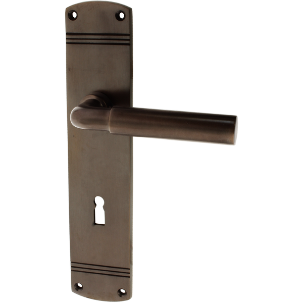 Zimmertürgarnitur Augst in Messing, antik