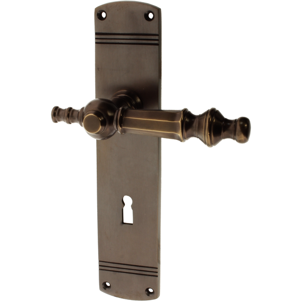 Zimmertürgarnitur Arbaz in Messing, antik