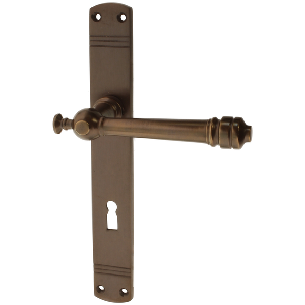 Zimmertürgarnitur Rossberg in Messing, antik