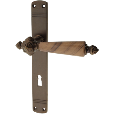 Zimmertürgarnitur Nesthorn in Messing, antik