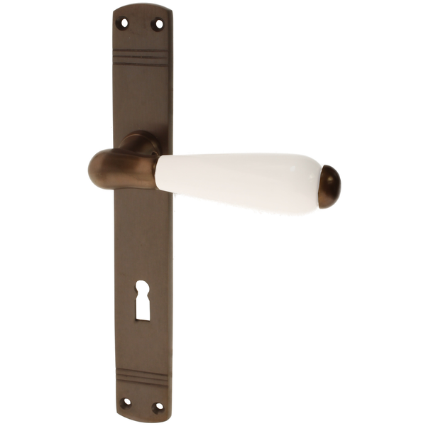 Zimmertürgarnitur Elm in Messing, antik