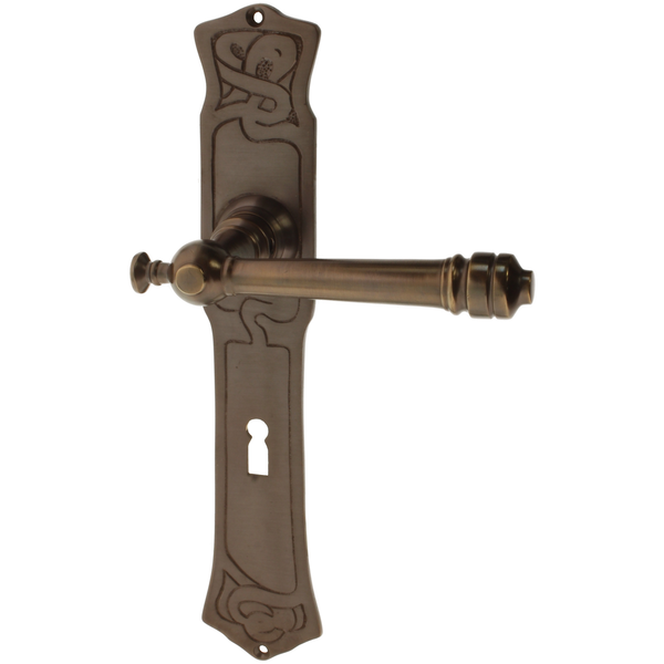 Zimmertürgarnitur Ruine Besserstein in Messing, antik