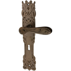 Zimmertürgarnitur Tschingelhörner in Messing, antik