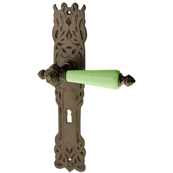 Zimmertürgarnitur Albinen in Messing, antik