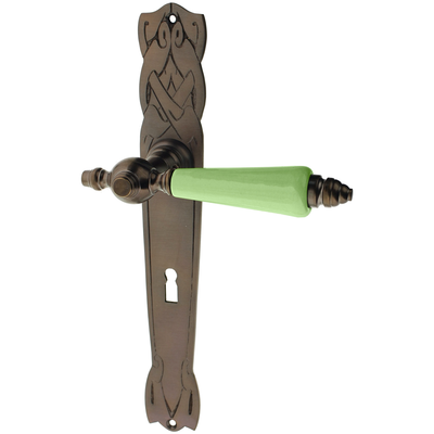 Zimmertürgarnitur Fänerenspitz in Messing, antik