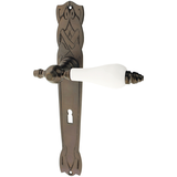 Zimmertürgarnitur Fänerenspitz in Messing, antik