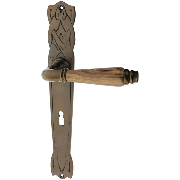 Zimmertürgarnitur Schreckhorn in Messing, antik