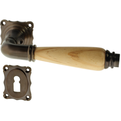 Zimmertürbeschlag aus Messing dunkel patiniert braun schlanke Form